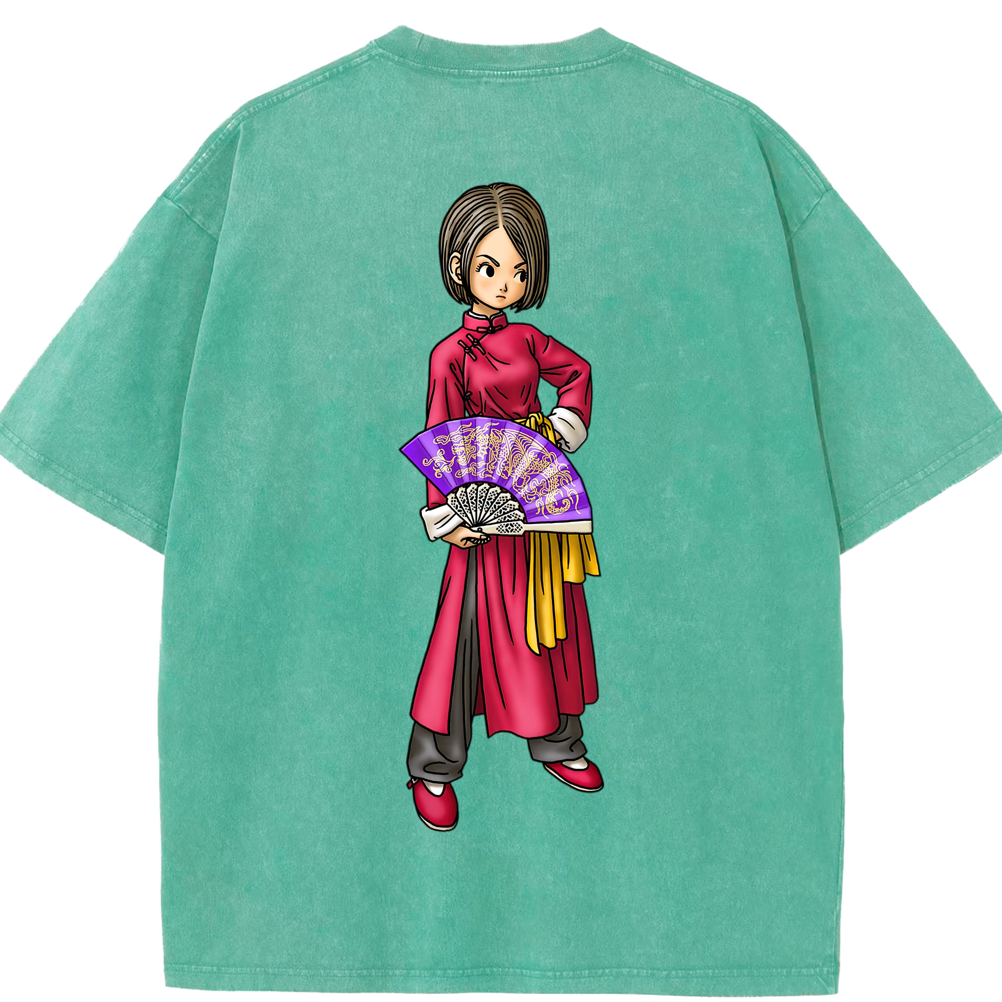 （画像用） ドラゴンクエスト Doragon Kuesuto Dragon Quest 綿100% ヴィンテージ風 半袖Tシャツ（背面プリント）